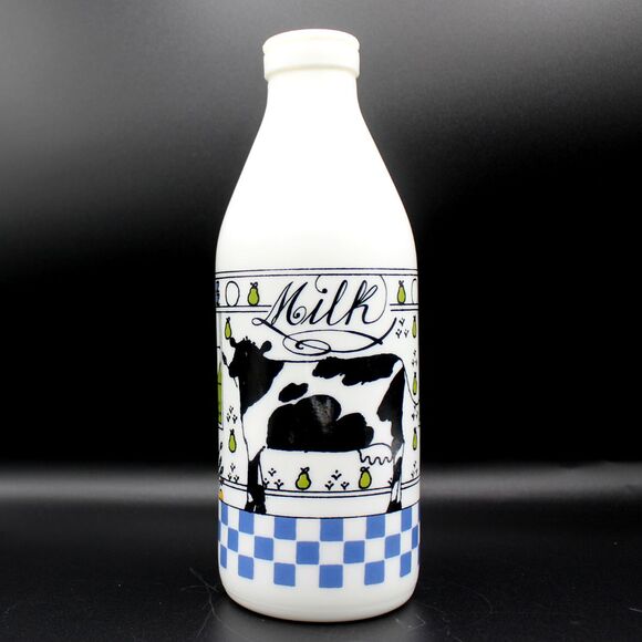 Vintage 1984 Glass Milk Bottle Jug by Alan Wood for Lillian Vernon Made in Italy - Picture 1 of 9